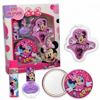 Minnie set s leskem a balzámem na rty, lakem na nehty a zrcátko