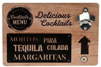 Otvírák lahví na zeď Delicious cocktails 30x20x4 cm