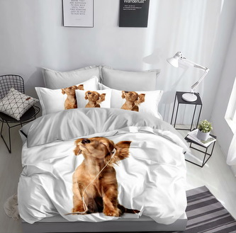 Povlečení HAPPY DOG 3D 1x 140x200 cm, 2x povlak 70x80 cm MyBestHome