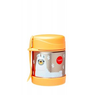 3 SPROUTS Stainless Steel Termoska na jídlo + vidlička Llama Peach