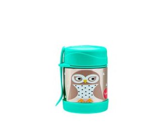 3 SPROUTS Stainless Steel Termoska na jídlo + vidlička Owl Mint