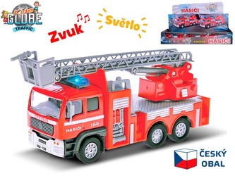 Kids Globe Traffic hasiči 14cm kov zpětný chod na baterie český design světlo a zvuk 12ks v DBX