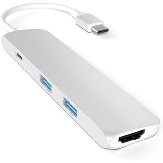 Satechi Aluminum SLIM TYPE-C MultiPort Adapter (HDMI 4K,PassThroughCharging,2x USB 3.0) stříbrný