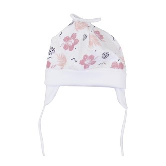 Bavlněná kojenecká čepička Koala Flowers - velikost 56 (0-3m)