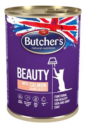 Butcher's Cat Funct. Beauty kousky lososa v želé 400g