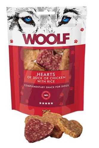 WOOLF pochoutka duck or chicken hearts with rice  100g