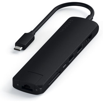 Satechi Aluminium Type-C Slim Multiport (1xHDMI 4K,2x USB-A,1x SD,1x Ethernet) černý