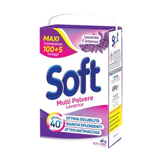 SOFT univerzální prací prášek s vůní levandule 6,3kg 105PD SOFT univerzální prací prášek s vůní levandule 6,3kg 105PD
