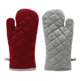 HOME ELEMENTS Chňapka s magnetem, červená + béžová z recyklované bavlny