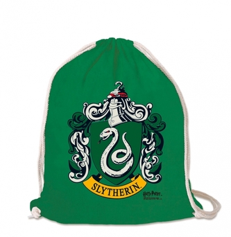 Bavlněnný gym bag - vak se šňůrkami Harry Potter: Erb Zmijozel - Slytherin Crest (35 x 44 cm) zelená bavlna