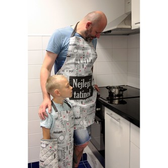 HOME ELEMENTS Set Nejlepší tatínek, zástěra, chňapka s magnetem, dvě utěrky