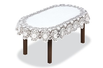 Žakárový ubrus DARIN oválný 100x150 cm bílá MyBestHome