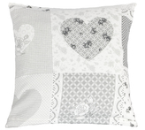 Povláček flanelový - srdce patchwork šedý - 40x40cm