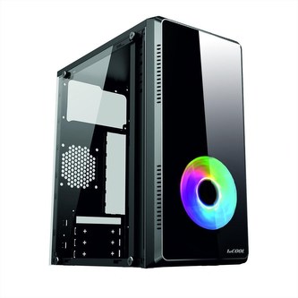 1stCOOL skříň STEP GAMER 1, micro tower, AU, USB 3.0, sRGB fan, bez zdroje, průhledná bočnice, černá