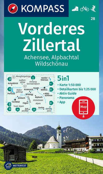 KOMPASS Wanderkarte 28 Vorderes Zillertal