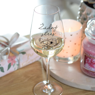 Sklenice na víno - Žádný stres (Pivoňka)