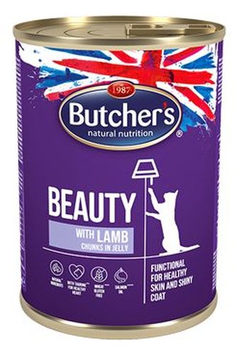 Butcher's Cat Funct. Beauty kousky jehněte v želé 400g