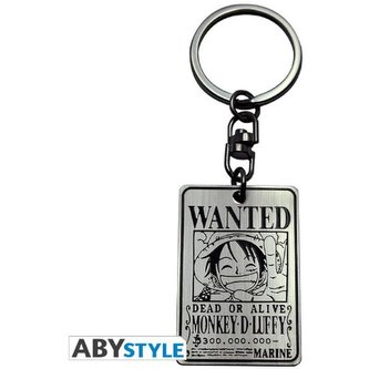 One Piece Kovová klíčenka - Wanted Luffy