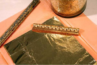 Plátkový kov - listy zlaté 2,5 16x16cm (100 plátků)