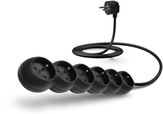 CONNECT IT prodlužovací kabel 230 V, 6 zásuvek, 2 m, bez vypínače (černý)