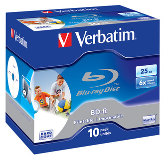 VERBATIM BD-R SL 25GB, 6x, printable, jewel case 10 ks