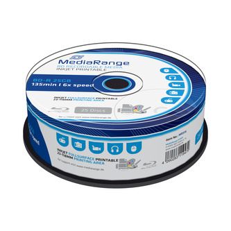 MEDIARANGE BD-R BLU-RAY 25GB 6x spindl 25ks Inkjet Printable