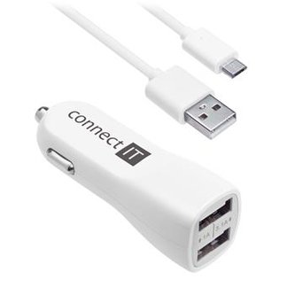 CONNECT IT InCarz PREMIUM nabíječka do auta 2xUSB 3.1A+1A, Bílá
