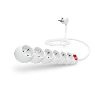 CONNECT IT prodlužovací kabel 230 V, 6 zásuvek, 2 m, s vypínačem (bílý)
