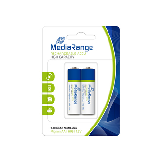 MediaRange High capacity nabíjecí baterie Mignon AA, HR6, 1,2V, 2ks