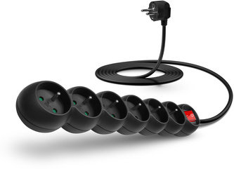 CONNECT IT prodlužovací kabel 230 V, 6 zásuvek, 3 m, s vypínačem (černý)