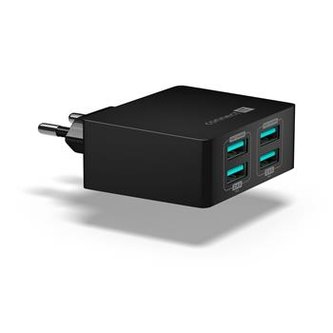 CONNECT IT Fast Charge nabíjecí adaptér 4×USB-A, 4,8A, černý