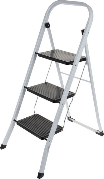 Schůdky ocelové 3 nášlapy bílá / černá