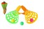 Catch ball hra/chytání míčku 2ks plast 19cm + 3 míčky v síťce