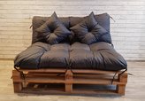 Polstr CARLOS SET - sedák 120x80 cm, opěrka 120x40 cm, 2x polštáře 30x30 cm, tmavě šedá, paletové prošívané sezení Mybesthome