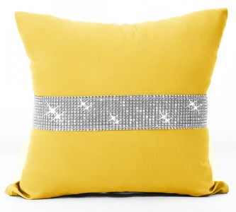 Polštář GLAM se zirkony žlutá 40x40 cm Mybesthome