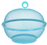 Dvojitý kovový kryt na potraviny modrý 25x19 cm