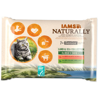 Kapsičky IAMS Cat Naturally Senior výběr z mořských a suchozemských mas v omáčce multipack