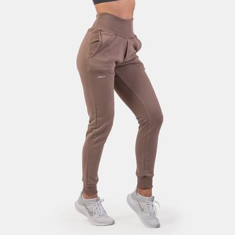 Dámské tepláky High Waist Loose Fit Brown - NEBBIA - Velikost: M