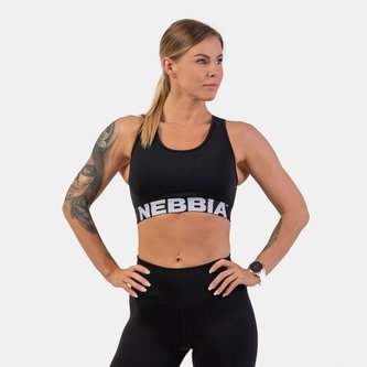 Sportovní podprsenka Medium Impact Cross Back Black - NEBBIA