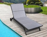 Polstr na plážové lehátko - potah na zip - šedá kytička - 55x195 cm