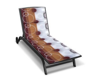 Polstr na plážové lehátko - potah na zip - hnědé paprsky - 55x195 cm
