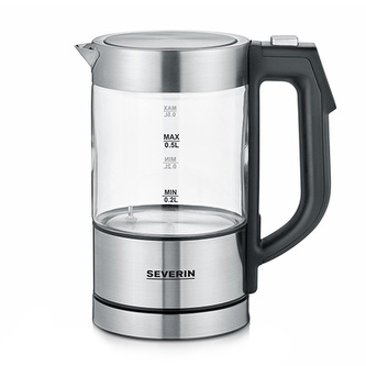 Rychlovarná konvice Severin, WK 3458, skleněná, objem 0,5 l, nastavitelná teplota, 1 100 W