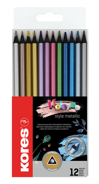 Kores Kolores Style Metallic trojhranné pastelky 12 ks Kores Kolores Style Metallic trojhranné pastelky 12 ks