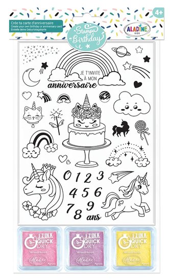 Razítka Aladine Stampo Birthday - jednorožci