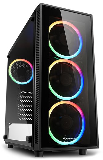 Sharkoon skříň TG4 RGB  / Middle Tower / 2x USB3.0 / průhledná bočnice / ARGB LED / černá