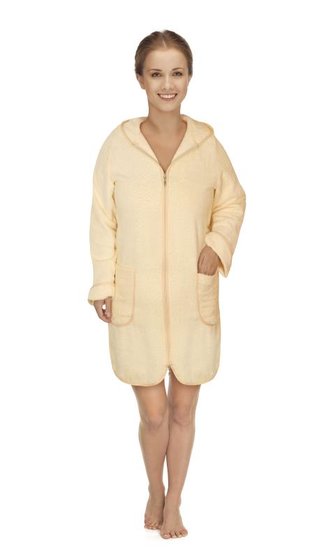 Froté župan dámský na zip - béžový - vel. XL
