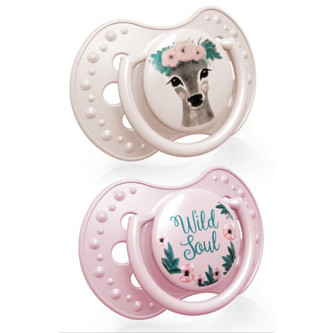 LOVI Dudlík silikonový dynamický WILD SOUL 3-6m 2ks holka