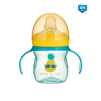 Canpol babies Tréninkový hrneček se silikonovým pítkem a úchyty SO COOL 150ml Ananas