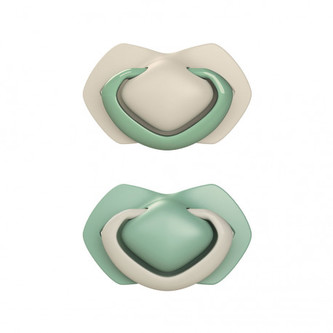 Canpol babies Set symetrických silikonových dudlíků Light touch 18m+ PURE COLOR zelený