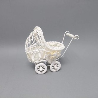 Kočárek plast s mašlí malý 15x14cm